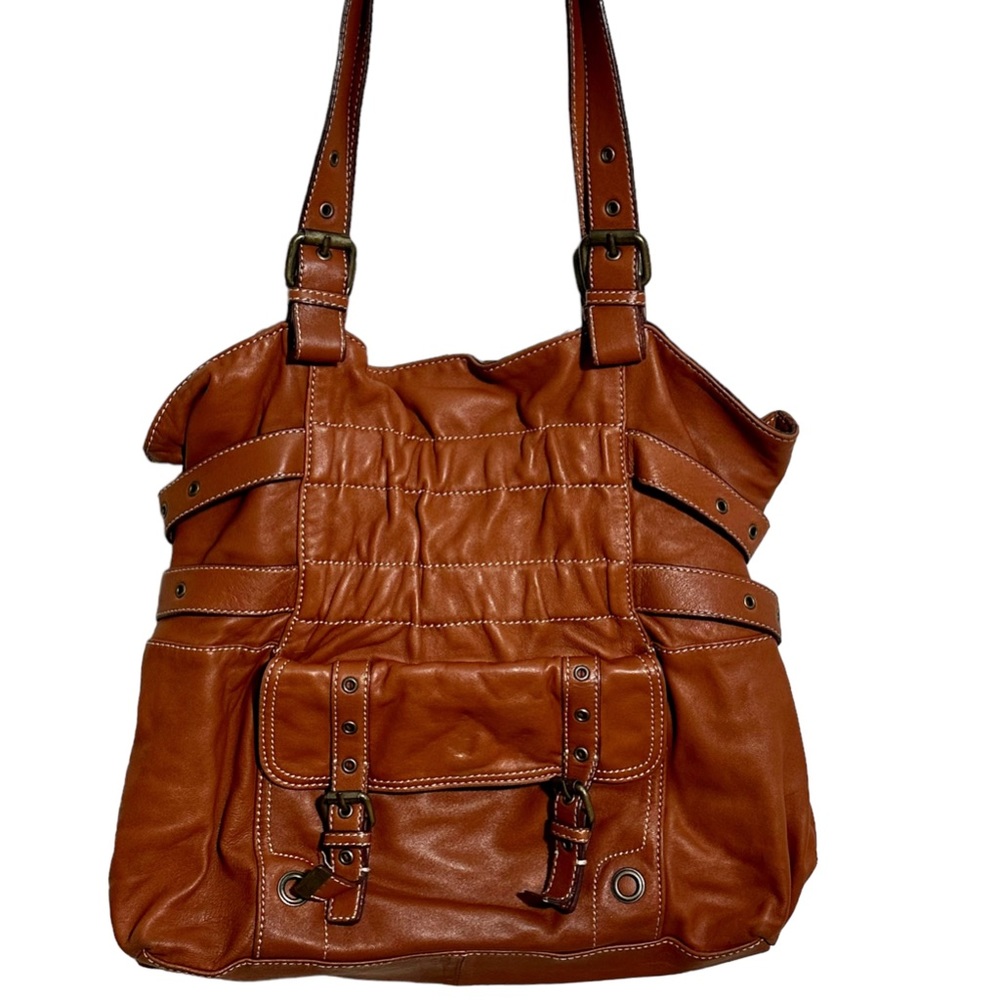 Women's Brown Soft Leather Boho Satchel by Hype